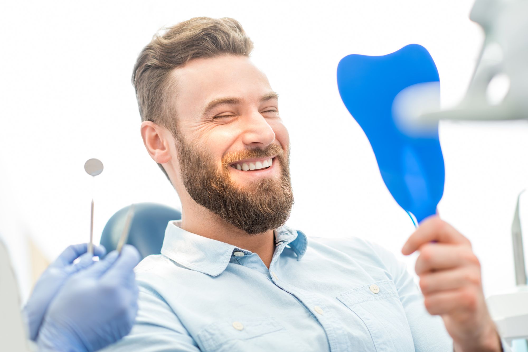 smiling dental patient 3d cone beam ct scan
